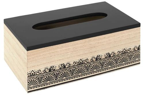 HOME DECO FACTORY, HD2147, Mirage Tissue Box in Durable Wood, elegant and modern Design, ideal for Storage in Your Home, Easy to clean, Brown and Black, Standard Size