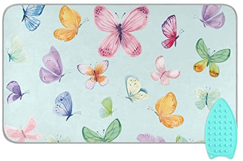 ElliTarr Ironing Mat Portable Ironing Pad Ironing Blanket for Table Top Heat Resistance Double-Side Using Travel Large 47.2 x 27.6 Inch Foldable Lightweight Colorful Butterfly