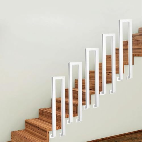 T-ZBDZ Barandilla de Escalera Forma de U, Barandillas Escaleras Interior, Pasamanos de Metal, Baranda para Escaleras, el hogar, Apartamento, Blanca(Instalada en el lateral,100cm)