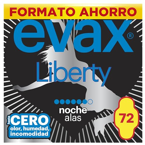 Evax Liberty Noche Compresas Con Alas, 72 unidades, No Notarás Que Las Llevas