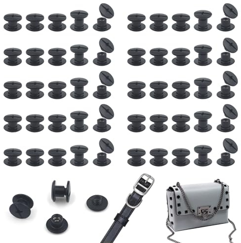JJWNMLL 100Pcs Chicago Screw Posts M5*4mm,Rivet Binding Screws Matte Black | Metal Chicago Rivet Replacement Repair for Bags, Collar, Harness, Luggage, Purse, Dog Lead, Backpack, Belt