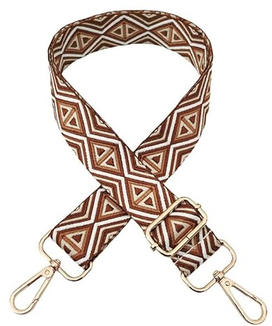 PTNKUIIY Bandoulière réglable pour sacs - 3,8 cm - Sangle de sac à changer - Rhombus - Avec mousqueton doré - 72 à 130 cm - Accessoire de bricolage pour sac - Marron foncé