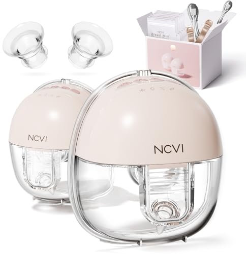 NCVI Electric Breast Pump Hands Free 8111, Double Wearable Breast Milk Pump with 4 Modes & 9 Levels, Portable Breastfeeding Pump, Low Noise, 21/24mm Flange & 10 Breastmilk Bags Included