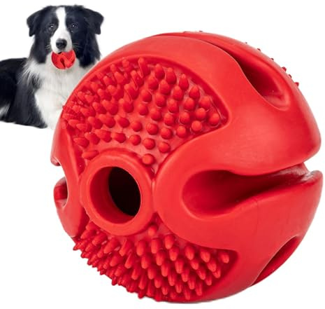 Foderboll för hundar – interaktiv gummiboll, godisdispenser, hundleksak, rollboll, godisboll för små, medelstora hundar, för tuggning och lek