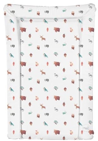 Matelas à langer imperméable pour bébé avec bords surélevés 46 x 73 cm – Animaux colorés (animaux de la forêt)