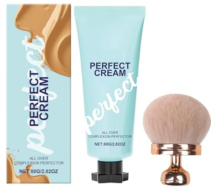 Perfektor med pensel, heltäckande komplexitet, perfektor, longlasting CC Cream Foundation, tatuering cover up makeup, vattentätt hudbläck, fuktgivande full täckning concealer (medium)