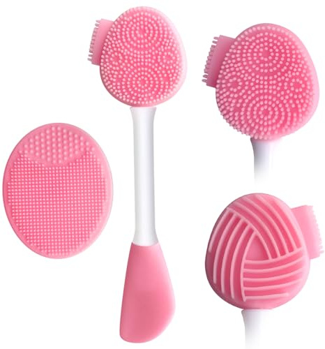 MUiiGOOD 2pcs Silicone Face Scrubber Round Pads Face Mask Brush Exfoliating Lip Cleansing Facial Cleansing/Wash Brush Exfoliator Blackhead Skin Care Tool Makeup Removes Dead & Dry Skin for Women Men