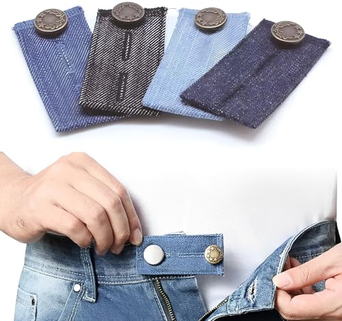 Suuwwn Estensioni per pantaloni 4 Pezzi Bottone Allarga Pantaloni Estensore di Vita in Denim Bottoni per Jeans Pantaloni Premaman