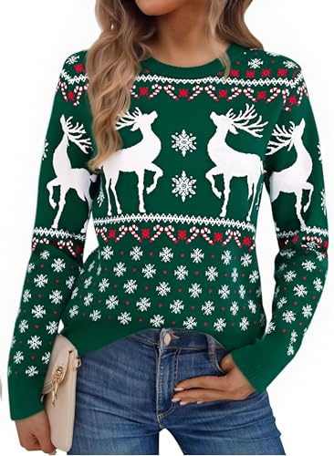 Litherday Maglione Natalizio Donna Maglioni di Natale Brutti Maglione Invernale Caldo Pullover Maglia Natale Donna Renna