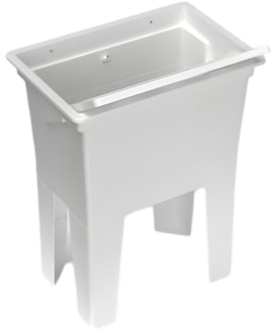 Buystar Lavandino Monoblocco in Resina Bianco 59x40x74h cm - da Esterno, Interno, Vasca, Garage, a Mano, Lavanderia, Lavatoio, Lavapanni, Resistente agli Acidi, Portasapone - Made Italy