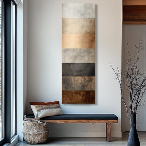 Pósteres de textura vertical, lienzos estrechos, altos y delgados, arte mural, pintura contemporánea de árboles, impresiones para decoración de habitaciones y oficinas (40 x 120 cm/marco interior).