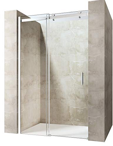Durovin Bathrooms 1150mm Frameless Reversible Shower Sliding Door - 8mm Thick Transparent Safety Glass - Side Aluminium Strip Mount