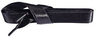 Kaps Cinta de Satén Cordones de Zapato para Zapatillas Zapatillas de Deporte, Calidad y Durabilidad, Muchos Colores y Longitudes, 1 par (120 cm - 47 pulgadas - 6 a 8 pares de ojales/Negro)