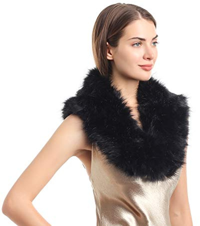 soul young para bufandas De piel de zorro falso de Mujeres de invierno(80cm,Negro)