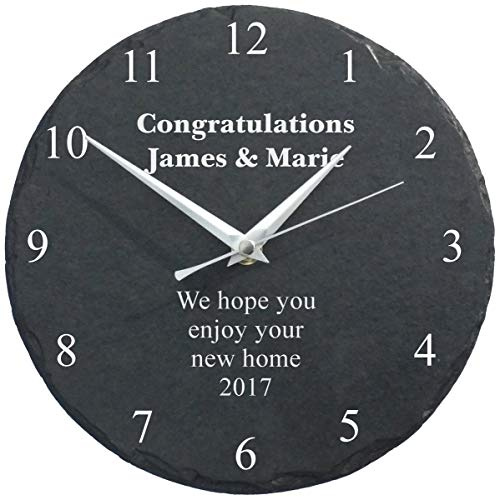 Go Find A Gift Personalised Engraved Slate Wall Clock - Any Message |