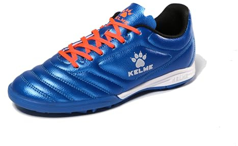 KELME Kids Indoor Soccer Shoes, Youth Futsal Turf Cleats, Boys Girls Football Baseball Softball Sneaker, Blue, Size 6 Big Kid