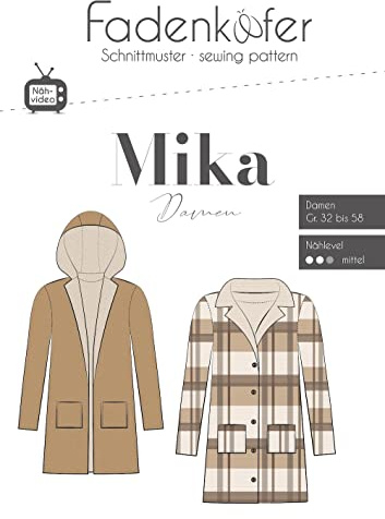 Patrón de corte de papel para abrigo de mujer Mika