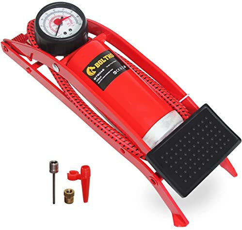 BOLTHO Sports Air Pump, Portable Floor Bike Pump with High-Pressure Foot Pedal for Sports Balls, Bikes, Inflatables and More - Compact and Heavy Duty