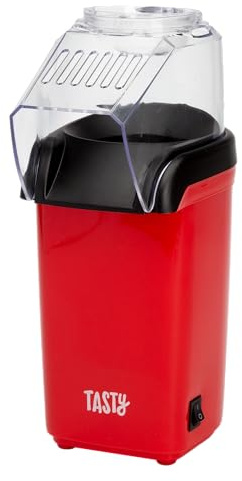 Tasty Hot Air Popcorn Popper, Healthy and Delicious Popcorn in Minutes, Fast and Easy-to-Use, Built-In Measuring Cup and Butter Warmer, 8 Cups, Red