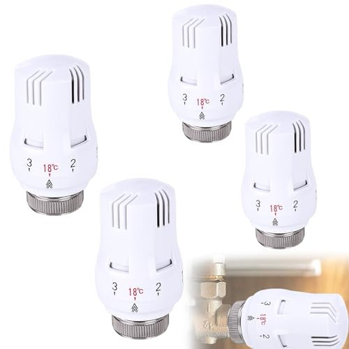 4 Teste Termostatiche: Valvola per Radiatore M 30 x 1,5, Termostato per Radiatore, Testa Termostatica di Ricambio, Testa del Termostato