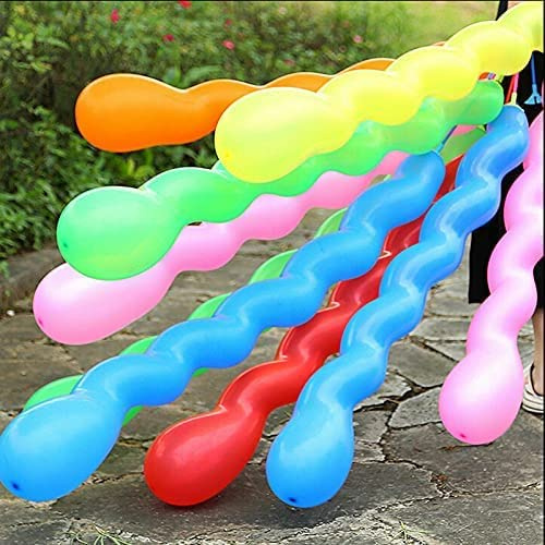 POLYPLAS Pack of 100 Mixed Colour Spiral Balloons for Birthday & Christmas Parties