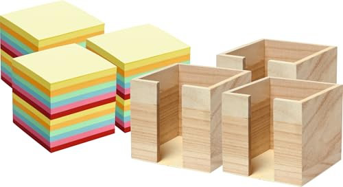 VBS Zettelbox mit Notizklotz 9x9x9cm Zettelklotz, Halter, Papier-Organizer, Aufbewahrung, Notizzetteln, Ablagebox, Schreibtischzubehör, Zettelhalter, Bürobedarf Notizklotz, 9 x 9 cm, Bunt, 3er-Pack