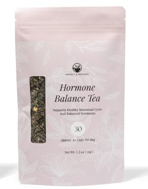 Remedy & Restore Herbal Tea for Hormone Balance - Natural Menstrual Cycle Support, Spearmint Flavor, Loose Leaves, 1 Count