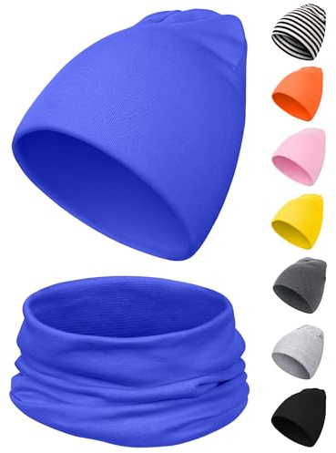 Kiiwah Ensemble Bonnet et Cache Cou pour Garçon et Fille, Douce Echarpe Bébé Tricotée pour 0-36 Mois (Bleu)