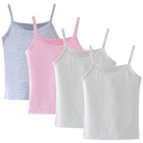Lohhbve Ensemble de 4 Gilets de Couleur Unie Classiques pour Enfants pour Les Filles de 2 à 10 Ans, Gilet de Travail en Coton, Lot de Plusieurs