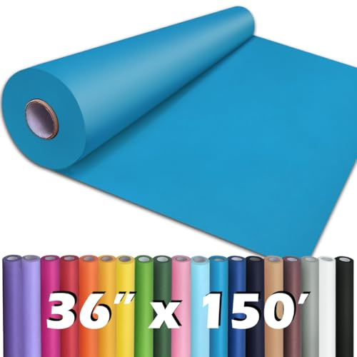 PerkHomy Lake Blue Kraft Paper Roll 36 x 1,800 (150') for Gift Wrapping Bouquet Flower Art Painting Craft Writing Packaging Shipping 80GSM 55LB (Lake Blue, 36 x 150')