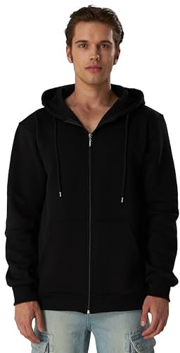 Smith & Solo Hoodie Herren Reißverschluss – Sweatjacke Kapuzenjacke Zipper Kapuzenpullover Hoodies Männer Kapuzenpulli Regular Fit (Schwarz L)