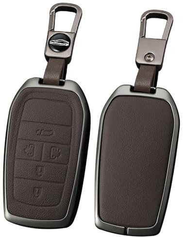 TECART Schlüsselhülle mit Schlüsselanhänger aus Metall, kompatibel mit Venza RAV4 Prime Sienna, 5 Knöpfe, braun, 5 Button-Brown