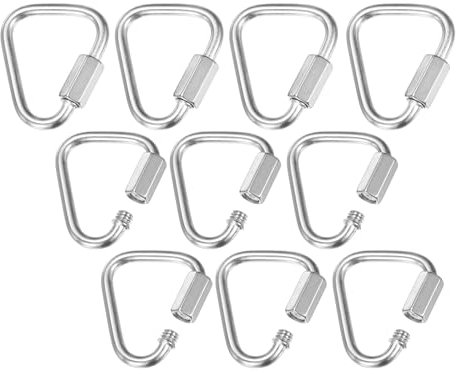 M METERXITY 10-Pack Quick Chain Link Connector, M4 5/32 304 Stainless Steel Triangle Locking Repair Chain Links for Swing/Camping/Hiking/Backpack, Twist Key Ring Screw Chain Link [Silver]