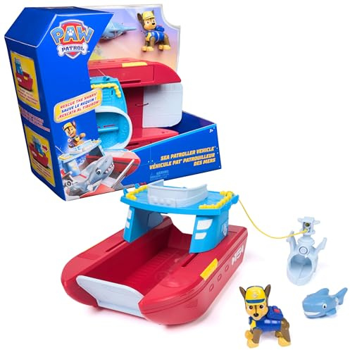 Paw Patrol Sea Patroller Vehicle with Chase and Shark Figure, 2 Patrol Modes, Kids Toys for Boys and Girls Ages 3 and Up