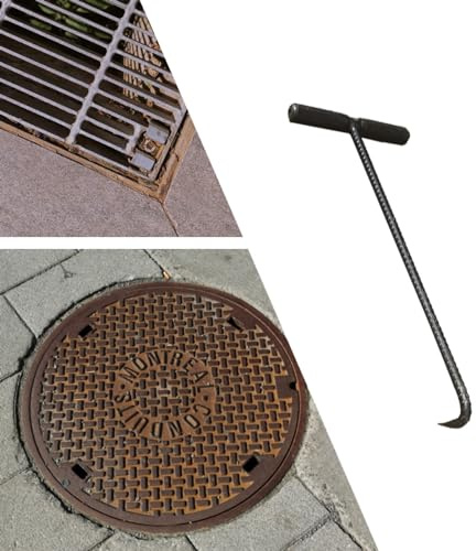 Gancio portatile per pozzetto con manico in gomma per un facile sollevamento del coperchio delle fognature e della copertura dello scarico della tempesta
