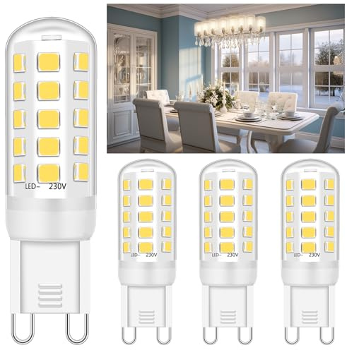 Ugvmn G9 LED Lampe Neutralweiß 4000K, GU9 Leuchtmittel 3W Entspricht Ersetzt 40W Halogenlampe, Glühbirne Lampen 400 Lumen, Kein Flackern, Nicht Dimmbar, Enegiesparende Kleine Birne, 4er Pack