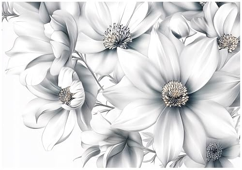 WallArena - Vlies Fototapete Blumen 150x105 cm - Fototapeten - Tapeten - für Wohnzimmer Schlafzimmer - Vliestapete Wandtapete Tapete 3D Effekt- inkl. Kleister - weiß Natur Blume
