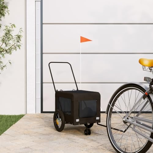 Nqyjm Rimorchio Bicicletta Cani Nero Oxford Tessuto e Ferro per Cani Gatti LH33939