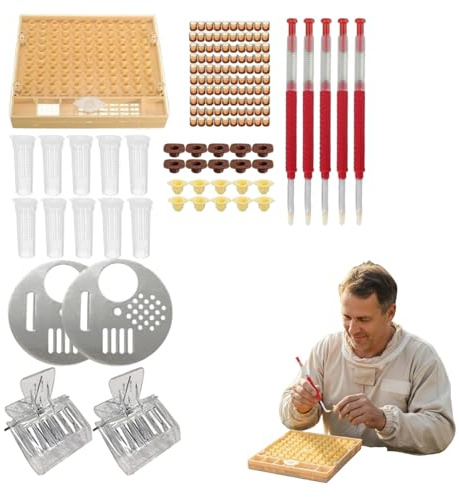 Kit di forniture per apicoltura, sistema di allevamento della regina in plastica con strumento per innesto, tazze per cellule e accessori per alveare per la gestione dell'alveare, kit iniziale per