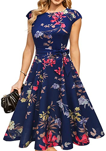 DRESSTELLS - Vestido para mujer con mangas casquillo, ideal para fiestas, bailes de graduación y cócteles - - X-Large