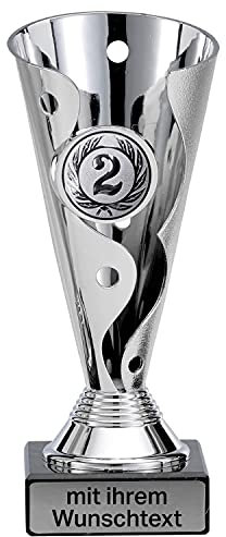 Deitert Pokal in Silber - Trophäe mit Wunschtext graviert und Sportemblem nach freier Auswahl - 15cm Sportpokal mit Marmorsockel für Ihre Siegerehrung A100