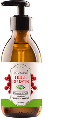 Olio di ricino 100% biologico naturale pressato a freddo, puro e naturale, extra vergine, cura nutriente per capelli, ciglia, unghie, pelle, barba (200 ml)