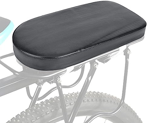 Cykelbemannad kudde, svart PU cykel baksadel Mountainbike Rygghylla Sittdyna, bred mjuk pad Cykeltillbehör för skolsportskörning(Black)