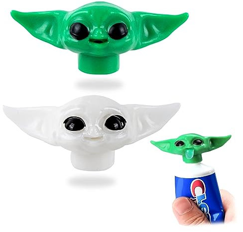 AYNKH 4 Pcs (2 Green+2 White) Guiiy Baby Yo-da Toothpaste Cap Dispenser Funny Squeezer, Toothpaste Attachment Toothpaste Squeezer Gift for Movie Fans