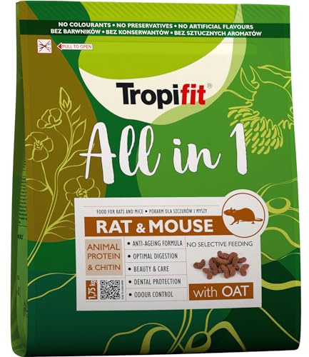 All in 1 Rat & Mouse 1,75kg - Mangime per RATTI E TOPI. Complete alimento estruso, a base di chicchi di cereali e semi, con proteine animali e chitina