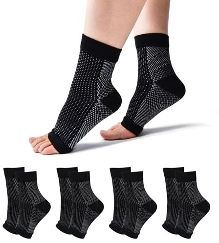TOMILIOLD 4 Paar Kompressionssocken Damen Herren Medizinisch Socken, Orthopädische Kompressionssocken für Arthritis Gelenkschmerzen (Schwarz, 38-42)