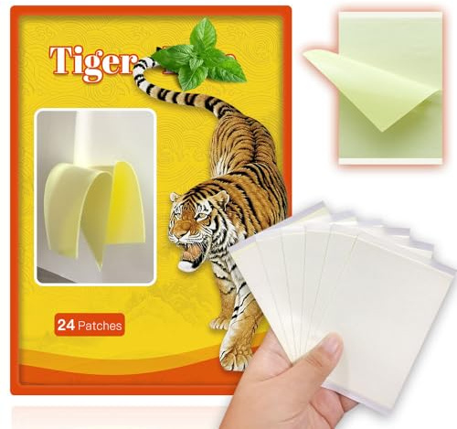 BXQJRJ 78Pcs/Box Tiger Patches Double Sided Back Heat Patches for Joints, Neck, Shoulders, Body Muscle Herbal Plaster Suitable for Men, Women, and the Elderly