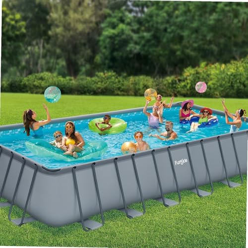 FUNSICLE - 15152 - Piscine Tubulaire Funsicle Oasis 7,32x3,66x1,32m, Grise
