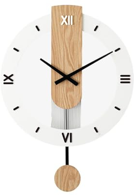 Kuntesetty Reloj de Péndulo de Madera para Pared, Diseño Elegante Y Moderno, Números Romanos, Individual