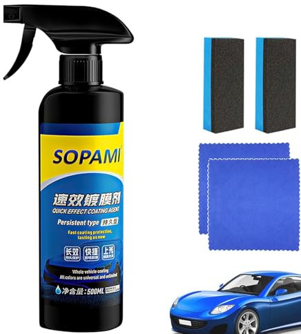 Spray di rivestimento per auto Sopami,Agente di rivestimento a effetto rapido,Spray lucidante antigraffio per auto,lavaggio senza acqua,Detergente per vetri a emulsione oleosa Sopami (1 pz)